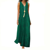 Robe Floral V Neck Sleeveless Long Dress